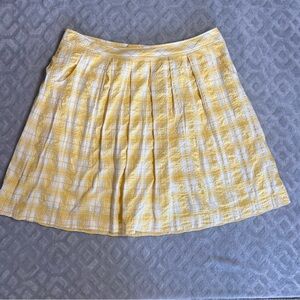 Lilly Pulitzer Yellow Gingham Check Mini Knee Length Skirt Pleated A Line SZ 12